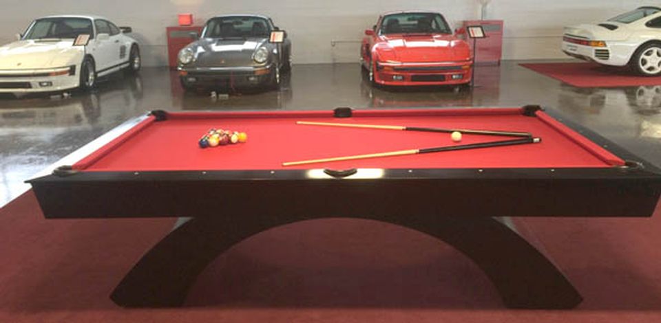 Custom built modern pool table by manufacturer designer Palason Billiards