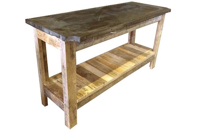 Industrial Bar Table Made Of Recycled Wood And Repurposed Billiard