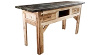 Repurposed recycled wood and slate bar table
