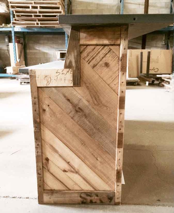 Re-purposed recycled wood bar for island or store cash counter