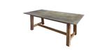 White Cedar wood outdoor dining table with repurposed billiard slate top