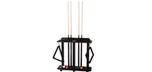 Black floor pool cue rack for 10 cues and billiard balls