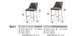 Sara I bar stool in Brushed Steel and Jilt Graphite