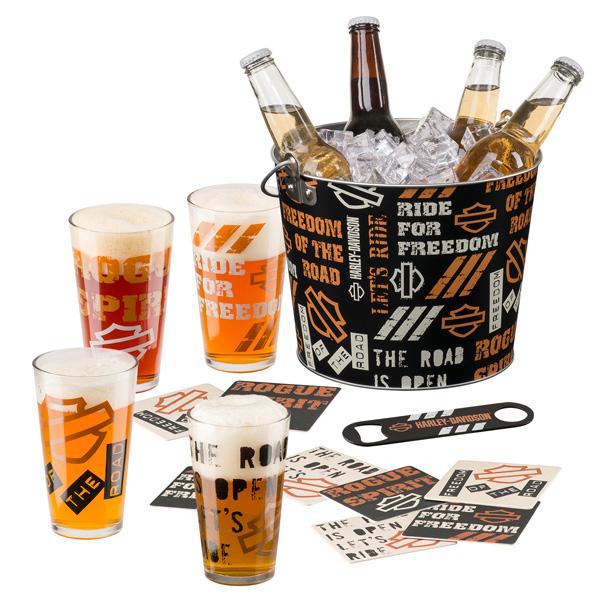 Ensemble cadeau sceau à glace et verres Harley Davidson