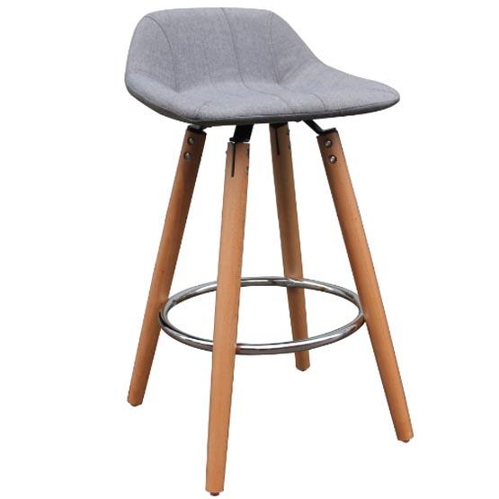 Grey Fabric Bar Stool With Wooden Legs 10438 Large1 Jpg