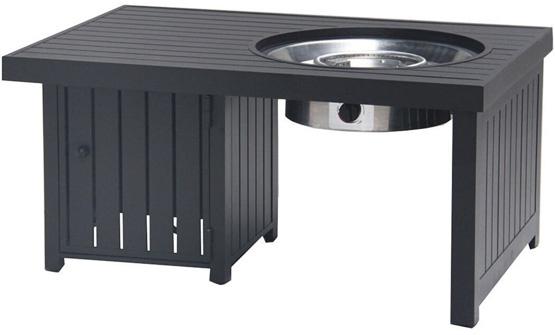 Black Rectangular Gas Fire Pit With Stainless Steel Burner