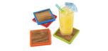 Set of 4 coloured wood Tropical coasters