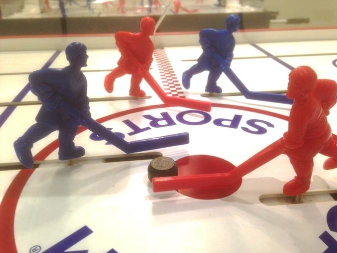 Black stick dome hockey game table