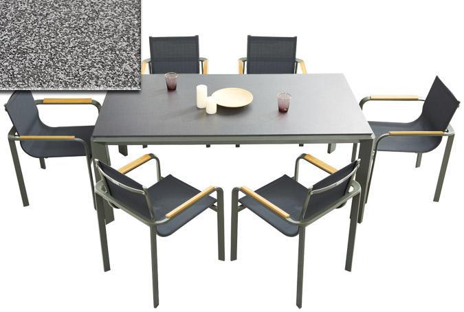 Aluminum Outdoor Dining Table Set For 6 With Ceramic Top