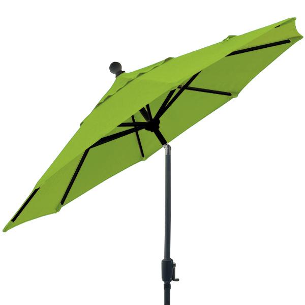 kiwi green patio umbrella 9FT with Smooth Crank Lift The aluminum center pole and ribs provide a lightweight yet durable structure that supports the fabric canopy 4 year warranty 6 foot