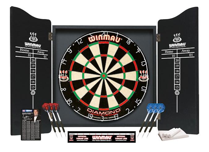 Professional quality complete dartboard, darts and cabinet set