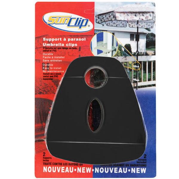 Patio garden umbrella balcony railing support clip system