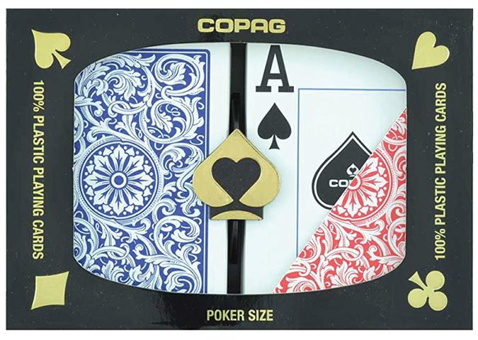 Ensemble double de cartes poker Copag jumbo rouge et bleue