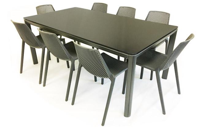 Palermo Milan9 Patio Outdoor Dining Table And Chair Set