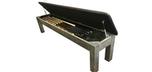 Banc de rangement accessoires billard fini bois de grange