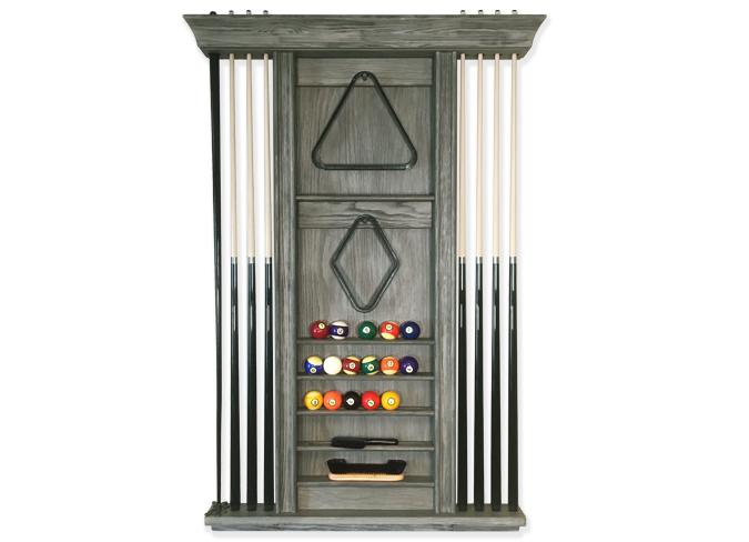 Barnwood Finish 8 Pool Cue Billiard Wall Rack