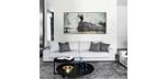 Large 60 x 30 inch vintage Train print painted canvas