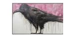 Large 80 x 48 inch Raven print on painted canvas