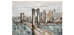 Large 59 x 39 inch painted canvas print of bridge