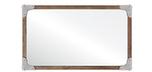 Miroir au cadre en bois et coins d'acier plaqués nickel