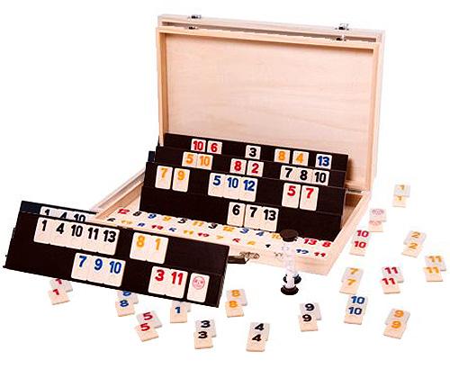 Rummy game set with wooden carry case