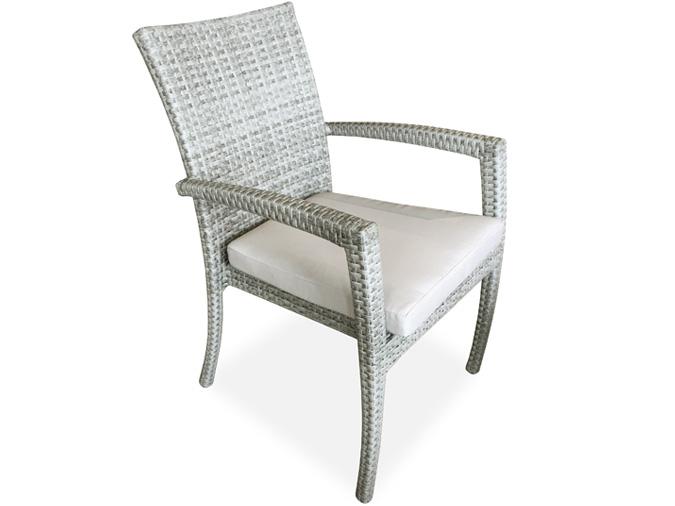 Tecla Stone Grey Outdoor Patio Dining Chair, Grey Wicker Patio Dining Chairs