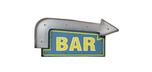 Enseigne horizontale en métal illuminée Bar avec grande flèche
