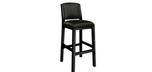 Solid hardwood barstool in Onyx black finish with backrest