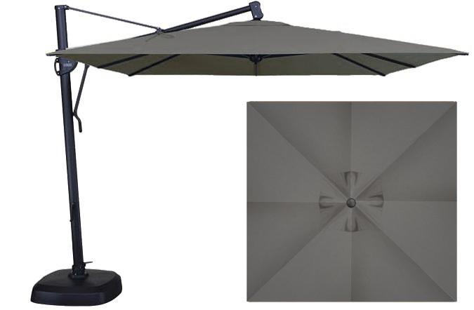 Slate Grey garden umbrella in 10 foot square format made by Treasure Garden  with Sunbrella fabric