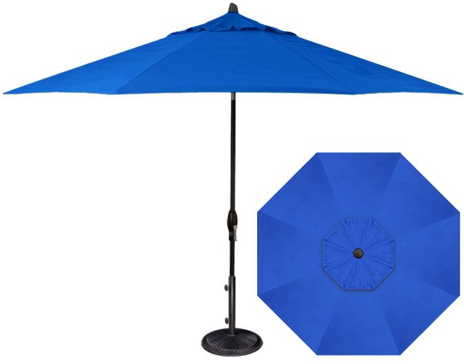 cobalt blue patio umbrella EliteShade USA 10-Year-Non-Fading 9ft 3-Tier Market Umbrella, Commercial Grade Outdoor Table with Crank Open, Windproof & UPF 50+ UV Protection, Heavy Duty Ventilation for Garden, Deck, Pool, Backyard resistant design guarantees stability even in brisk breezes Blue patio umbrella 274.32 cm