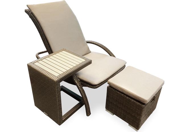 Chaise extérieur inclinable ajustable Recline brun Java pour patio