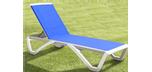Chaise Longue Miami en résine blanche avec tissu bleu