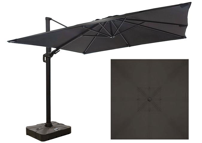 Sol 10 foot square Black offset cantilever umbrella with base included