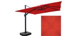 Sol 10 foot square Red offset cantilever umbrella with base included