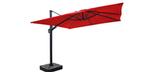Sol 10 foot square Red offset cantilever umbrella with base included