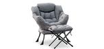 Chaise patio extérieure grise confortable Bella avec pouf