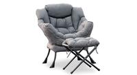 Chaise patio extérieure grise confortable Bella avec pouf
