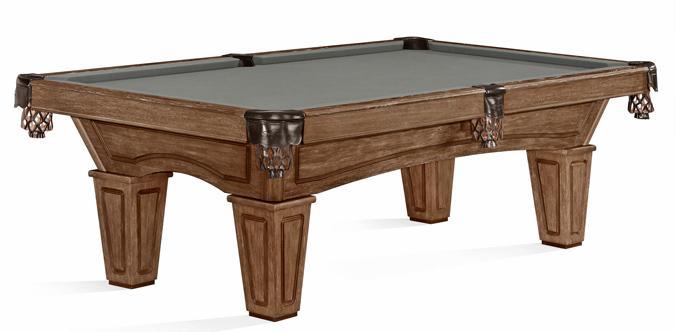 Table de billard 8 pieds Brunswick Allenton fini Brun Foncé Rustique et pattes fuselées
