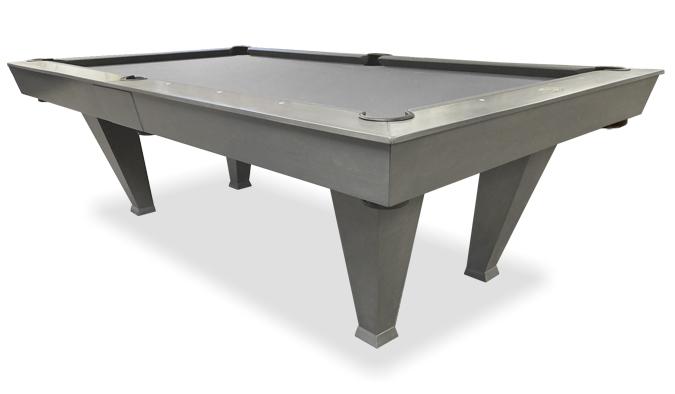 Table de billard moderne grise 8 pieds Palason avec pattes fuselées inverties