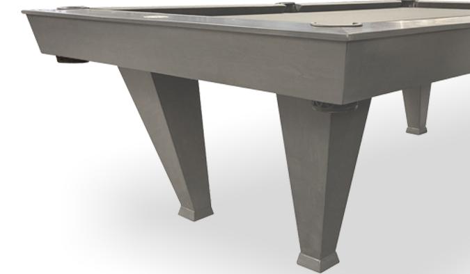 Table de billard moderne grise 8 pieds Palason avec pattes fuselées inverties