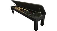 Banc de rangement noir pour accessoires de table de billard