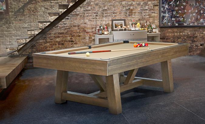Table billard Brunswick Botanic 7 pieds avec ardoise naturelle et fini Brun Foncé Rustique