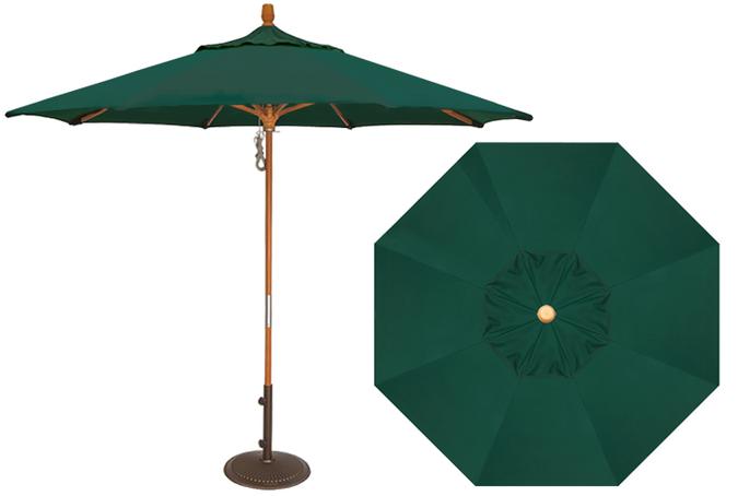 hunter green 9 foot wood patio umbrella 7.5ft Aluminum Garden Market with Crank and Tilt Mechanism Supported by a durable wooden frame and 8 sturdy ribs GARDEN 9 Ft Patio Umbrellas