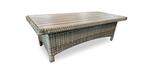 Grey outdoor rectangular durable synthetic wicker coffee table