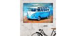 Ocean Blue VW Bus 3D Painted Metal Sign 31-1/2'x47-1/4'