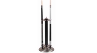 Metal billiard cue stand, black and stainless