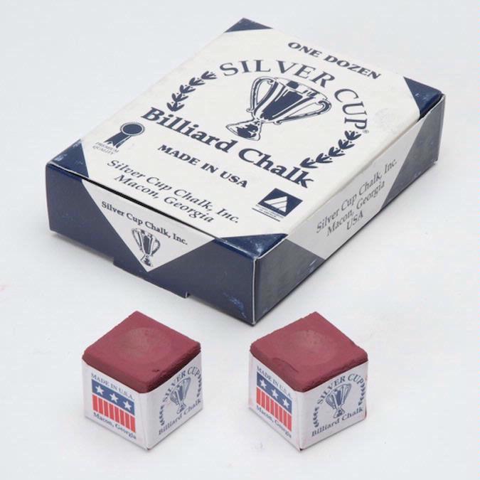 Burgundy Silver Cup Pool Cue Chalk Twelve Dozen Cue Chalk