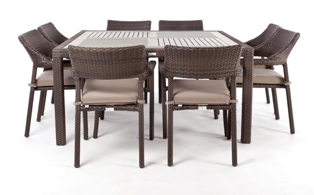 Nico Square Patio Dining Table For 8 With Wood Top Nico Square Patio Dining Table For 8, Square Patio Table For 8
