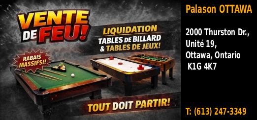 VENTE DE FEU !!! Palason OTTAWA • Tables de Jeux
