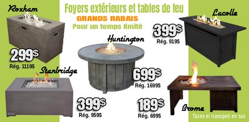 Grands RABAIS sur foyers extérieurs et tables de feu
